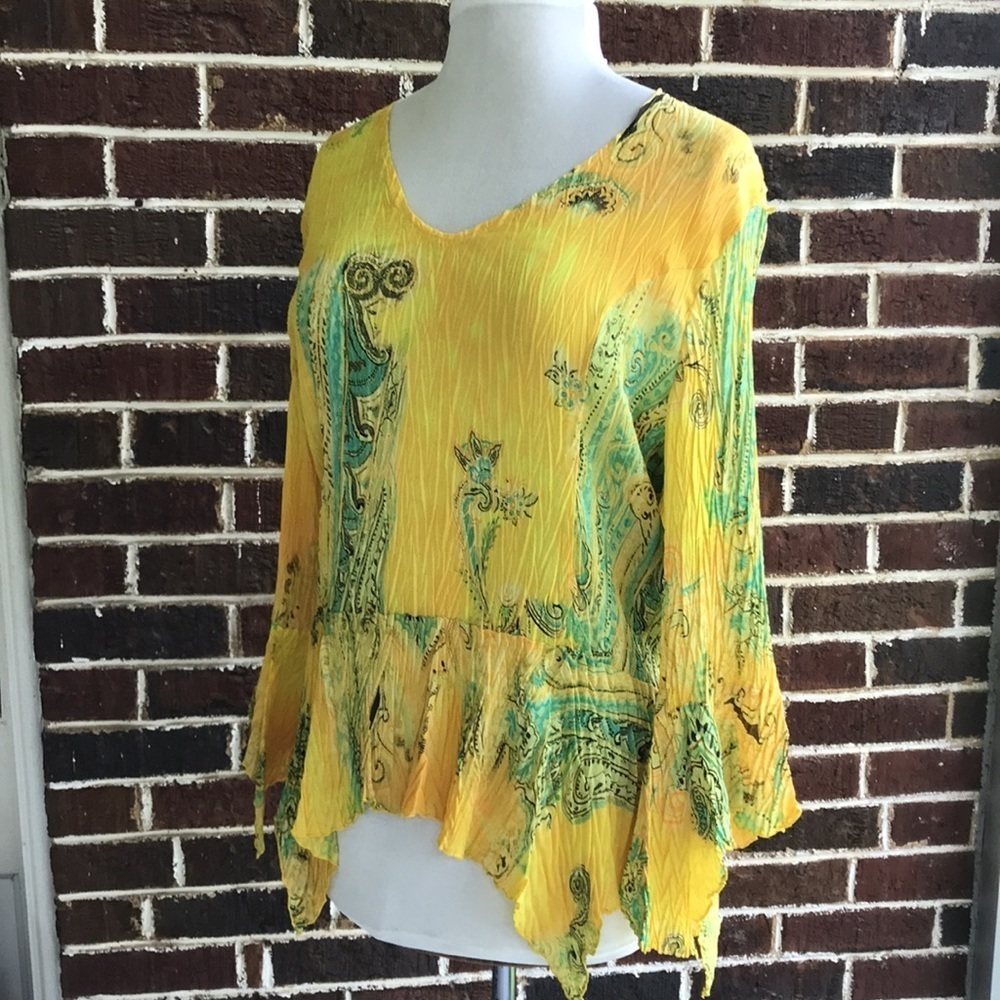 Jaipur woman’s yellow paisley blouse, Sz Large